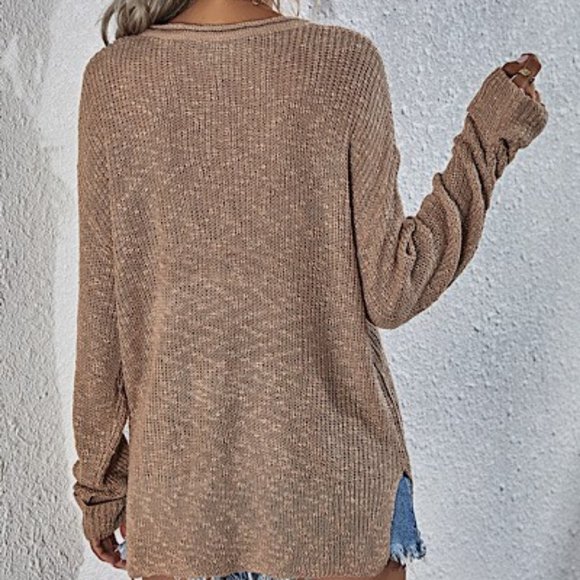 new MISS SPARKLING SEXY TUNIC SWEATER oversized western bohemian brown SM-XL - Picture 3 of 6